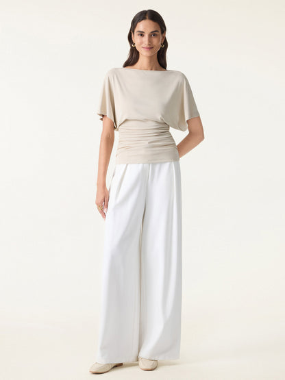 Batwing Ruched Waist-Cinching Top