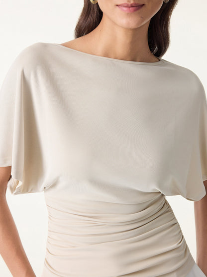 Batwing Ruched Waist-Cinching Top
