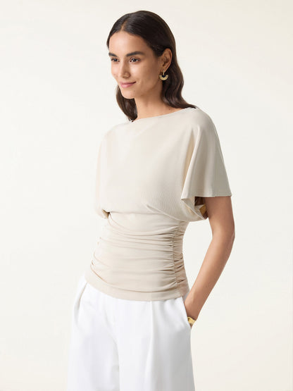 Batwing Ruched Waist-Cinching Top